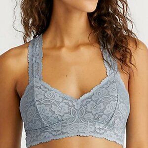 Free People Racerback Lace Bralette Frost Blue Womens Size Large Bra Bohemian‎ L